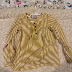Hanna andersson 6/7 Yellow Striped Kids Long Sleeve Shirt